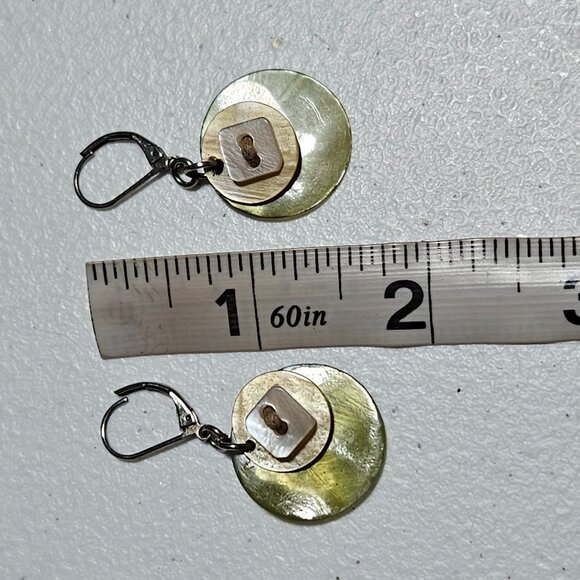 Boho Handmade Shell Button Dangle Earrings Green Statement Fashion Jewelry Women - Picture 5 of 5